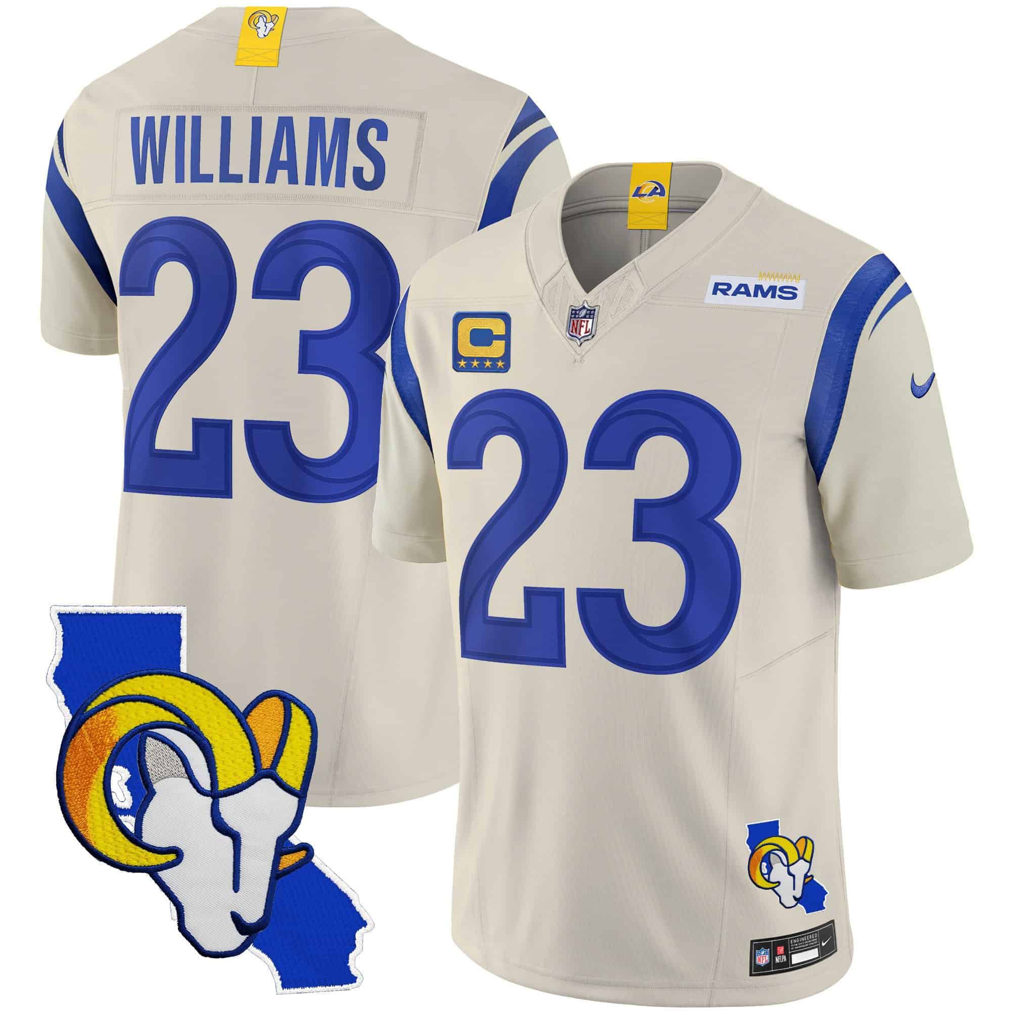 Men Los Angeles Rams #23 Williams Grey 2024 Nike California Patch Vapor Limited NFL Jersey->indianapolis colts->NFL Jersey